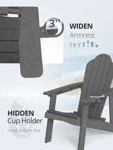 LUE BONA Matte HDPE Adirondack Chairs Set of 2 - Weather Resistant Seating with Cup Holder for Porch, Urban Patio - Photo 3