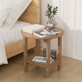 MXIMU Round Outdoor Side Table Adirondack Tables 18 Inch Chairside End Tables with Storage Shelf - Photo 5
