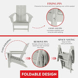 Costaelm Folding Adirondack Chairs, Outdoor Patio Adjustable Lawn Chairs - Photo 5