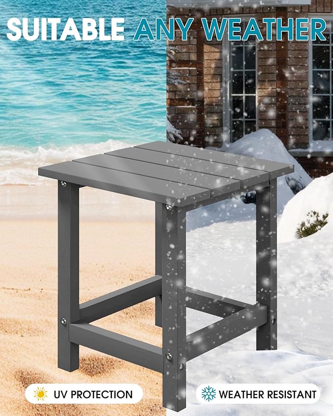 MUCHENGHY Adirondack Outdoor Side Table, 14.7" Patio Side Table Weather Resistant, HDPE Outdoor End Tables for Patio - Photo 7