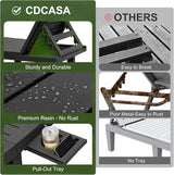 CDCASA Outdoor Chaise Lounge Set of 2, Pool Lounge Chairs w/5 Adjustable Positions & Side Tray - Photo 3