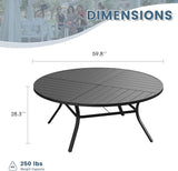 DIFY 59.8" Round Outdoor Patio Dining Table for 8-10 - Photo 3