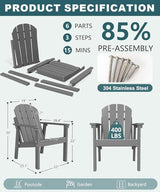 Adirondack Chair Set of 6, All Weather HDPE Fire Pit Chairs, Oversized Plastic Adirondack Chair for Outdoor, Balcony - Photo 2