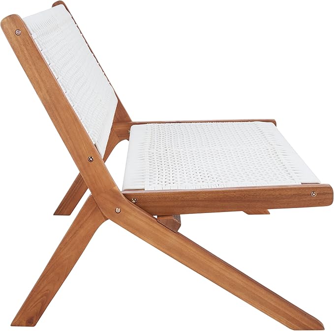 SAFAVIEH Outdoor Collection Kobina Natural Acacia Wood/White Rope Foldable Bench - Photo 6