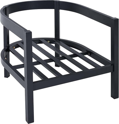 Merax 27.6" Outdoor Curved Patio Accent Chair with All-Weather Coushions, Aluminum Frame Single Lounge for Chair Porch, Lawn, Backyard, Balcony,Black