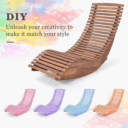 Tangkula Outdoor Acacia Wood Rocking Chair Set of 2, Porch Rocker with Widened Slatted Seat and High Back, Wooden Rocking Patio Chair, Outdoor Rocking Sun Lounger for Backyard, Garden