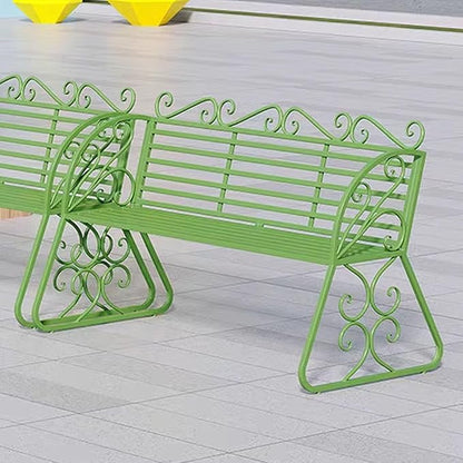 2-Seat Patio Porch Bench 45"，Outdoor Metal Garden Bench，Weather Proof Porch Path Chair，Patio Bench with Backrest and Armrests，Patio Bench for Lawn Path Yard Decor Deck Furniture(Green)