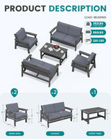SERWALL HDPE Patio Furniture Set, 5 Piece All Weather Wood-Like Sectional Outdoor Furniture Set - Photo 2