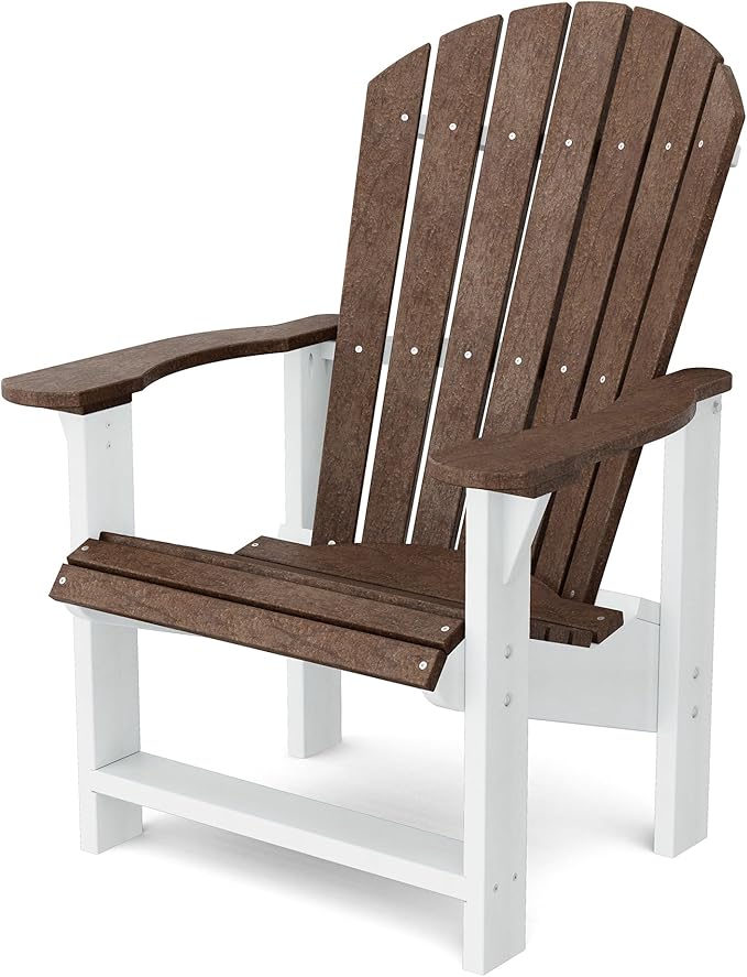 Wildridge Heritage Upright Adirondack Chair, Tudor Brown and White - Outdoor All-Weather Poly Furniture for Patio, Deck, Yard