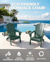 Adirondack Chair Set of 4, HDPE Folding Adirondack Chair with Multifunctional Cup Holder - Photo 3