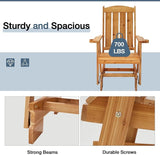 HOMREST Wooden Patio Glider Chair with Cup Holders Heavy Duty 700LBS Outdoor Rocking Chair with Ergonomic Deep - Photo 5