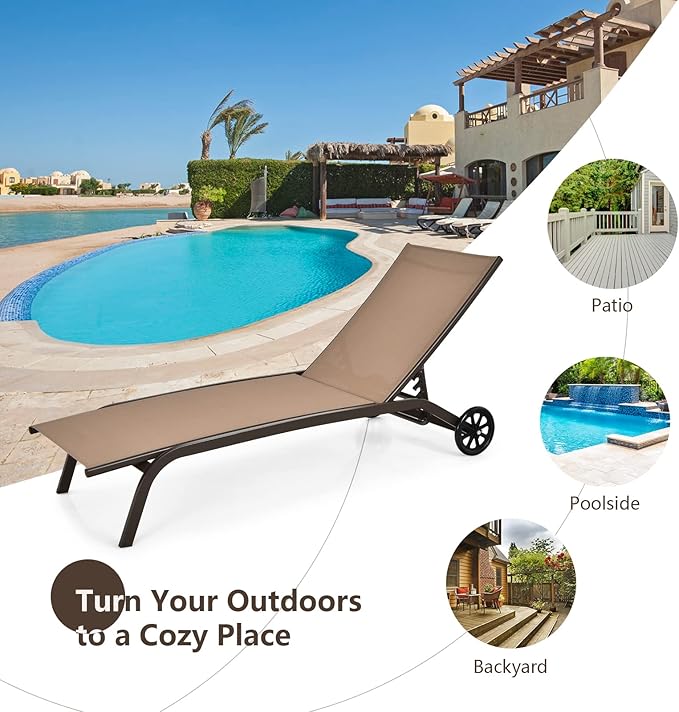 Tangkula Outdoor Chaise Lounge Chair, Patio Lounge Recliner with 6-Position Adjustable Backrest - Photo 8