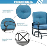 Patio Bench, Porch Glider Outdoor Swing Glider Rocking Loveseat, Steel Frame Chair with Thick Cushion (Peacock Blue) - Photo 3
