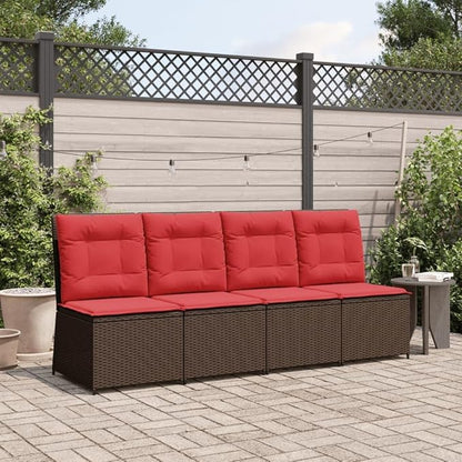 Outdoor Reclining Patio Sofa, Single Seat Wicker Rattan Chair with Adjustable Backrest, Comfortable Cushioned Garden Lounge Seat for Balcony, Porch, Backyard, Brown