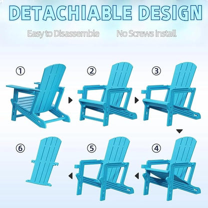 FONTOI Adirondack Chair, Plastic Adirondack Chair with Cup Holder, Outdoor Weather Resistant Lawn Furniture, 400 LBS Capacity Recliner, Garden Backyard Patio Without Screws Install, Sky Blue
