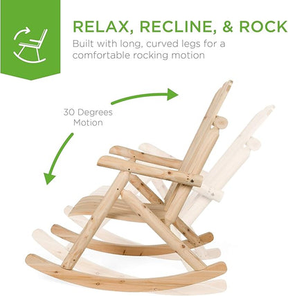 Best Choice Products Wooden Rocking Chair Outdoor Wood Rocker Adirondack Lounger Accent Furniture for Yard, Patio, Garden w/Natural Finish