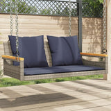 Garden Bench Deck Bench Swing Bench with Cushions Gray 42.9"x24.4"x15.7" Poly Rattan - Photo 1