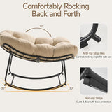 ONBRILL Papasan Rocking Chair with Cushion, Oversized Patio Lounge Rocker, Egg Chair Outdoor Indoor, for Living Room - Photo 7