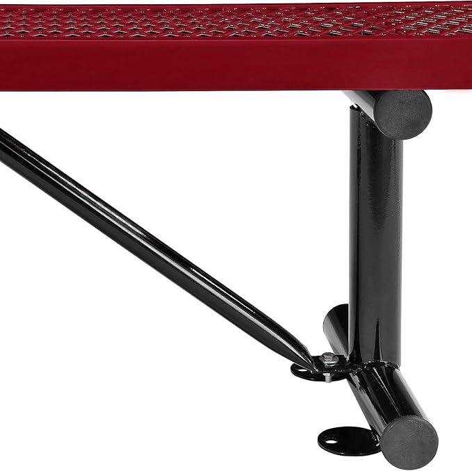 Global Industrial 6'L Heavy Duty Expanded Metal Mesh Flat Bench with Steel Frame, Portable Outdoor Bench, 1000 lbs Capacity, Red, 72" L x 14-1/2"W x 18" H