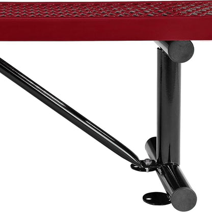 Global Industrial 6'L Heavy Duty Expanded Metal Mesh Flat Bench with Steel Frame, Portable Outdoor Bench, 1000 lbs Capacity, Red, 72" L x 14-1/2"W x 18" H