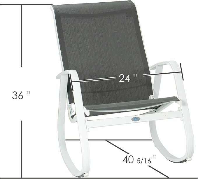 Kozyard Outdoor Patio Rocking Sling Chair, Powder Coated Aluminum Frame, Weather Resistant and Breathable Mesh Fabric for Patio, Porch, Yard, Garden (Grey, Chair)