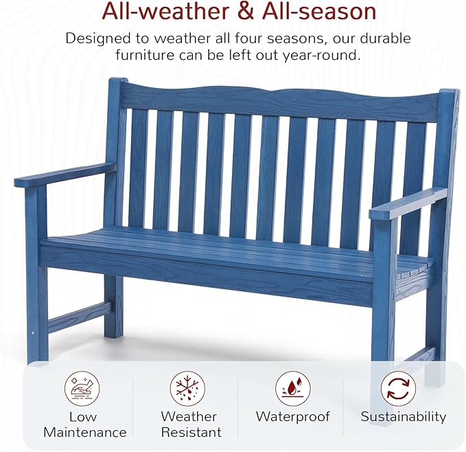 Stoog Outdoor Bench & Chairs Set, All-Weather Patio Furniture Set, Include 2 Patio Chairs and 1 Patio Bench, for Porch - Photo 2