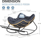 SWITTE Papasan Rocking Chair with Adjustable Footrest, Oversized Wicker Zero-Gravity Outdoor Rocker with Cushion - Photo 2