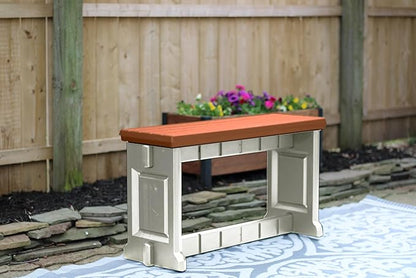Bench, Redwood Top with Warm Grey Sides, 2 Pack - Proudly Made in The USA, Click and Lock Hardware-Free Assembly, Durable and Stylish Outdoor Seating