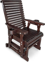 Fortune Candy Wooden Patio Glider for One Person, with High Backrest and Deep Contoured Seat, Solid Fir Wood - Photo 1