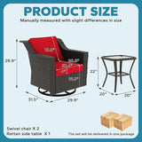 6 Pieces Patio Conversation Furniture Set - 4 Swivel Chairs, 2 Side Tables - Photo 2