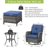 Rilyson Wicker Patio Furniture Set - 5 Piece Rattan Outdoor Sectional Conversation Sets with 2 Swivel Rocking Chairs - Photo 2
