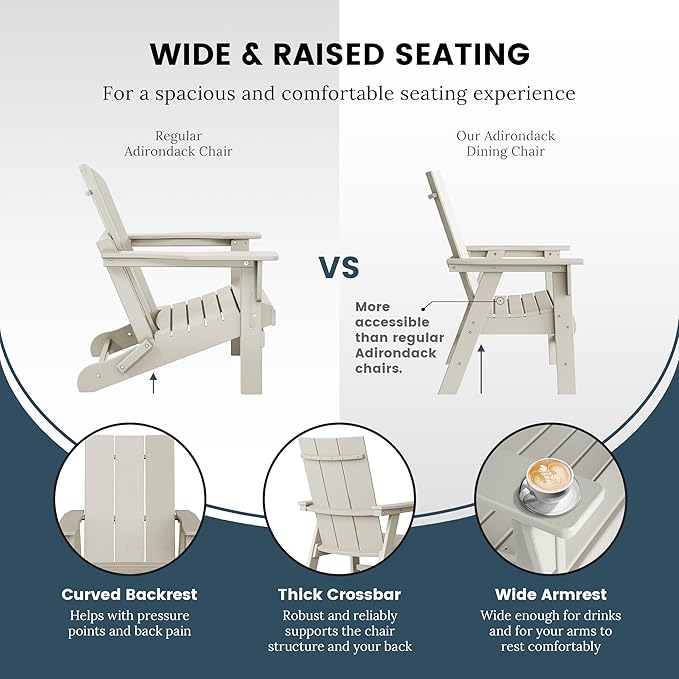WO WESTIN OUTDOOR HDPE Shoreside Modern Curveback Adirondack Dining Chair,Sand