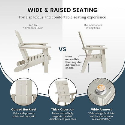 WO WESTIN OUTDOOR HDPE Shoreside Modern Curveback Adirondack Dining Chair,Sand