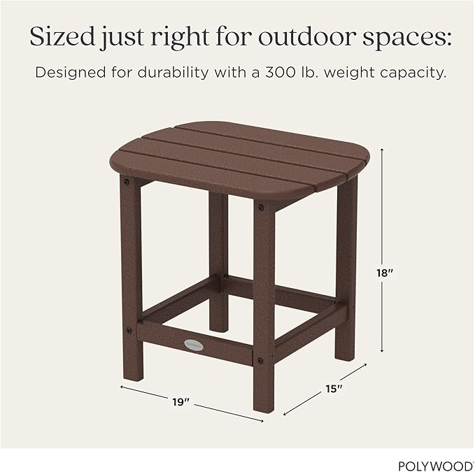 POLYWOOD SBT18MA South Beach 18" Outdoor Side Table, Mahogany