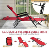 Outvita Folding Chaise Lounge Chair, Outdoor Adjustable Recliner Chair with Pillow for Camping, Beach, Poolside, Garden - Photo 4