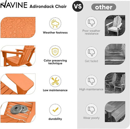 Adirondack Chair, HDPE Folding Adirondack Chair with Multifunctional Cup Holder, Weather Resistant Fire Pit Chair for porches, patios, patios, poolsides, Decks.