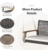 RELAX4LIFE 2-Seater Outdoor Porch Swing - PE Wicker Porch Loveseat Swing with 118” Hanging Ropes - Photo 3
