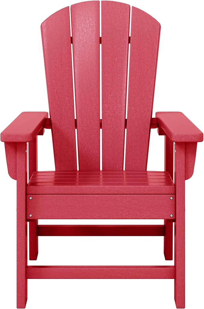 WestinTrends Malibu Kids Outdoor HDPE Adirondack Plastic Patio Chair, Red
