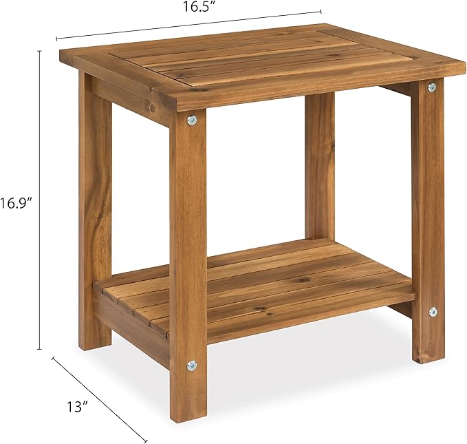 Double Adirondack Side Table, Weather-Resistant Rectangular End Table for Patio, Garden, Lawn - Photo 3