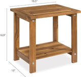 Double Adirondack Side Table, Weather-Resistant Rectangular End Table for Patio, Garden, Lawn - Photo 3