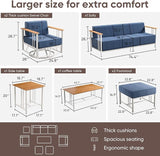 Patio Furniture Set of 7,with 6-inch Thick Cushion Outdoor Furniture Set,Patio Chair Set with Sofa,Wood Grain - Photo 2