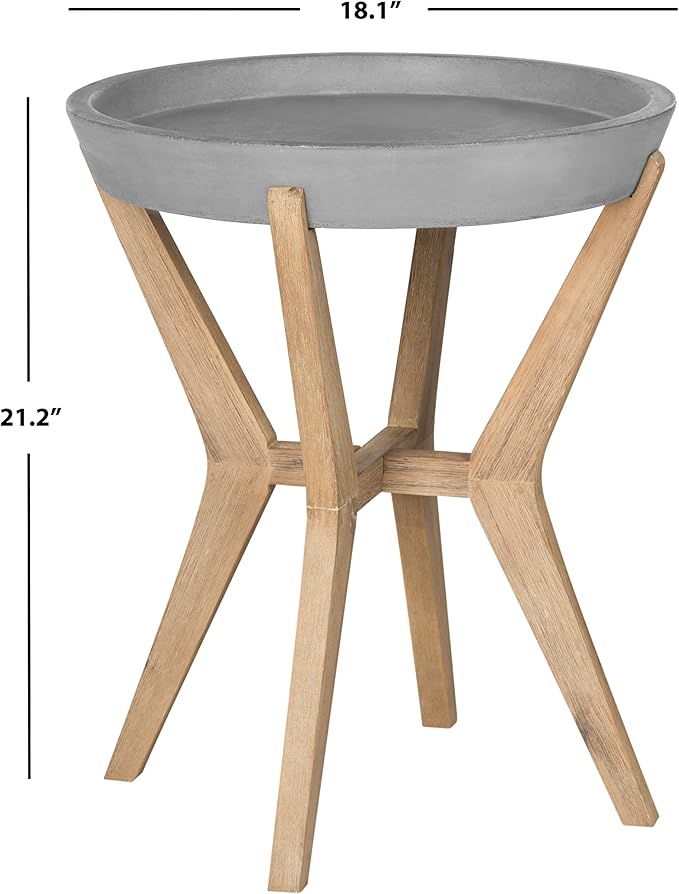 Safavieh Outdoor Collection Celeste Modern Concrete Round 21.2-inch End Table