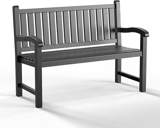 Garden Bench – Resin Classic Outdoor Bench, All-Weather Front Porch Bench for Patio, Yard & Garden