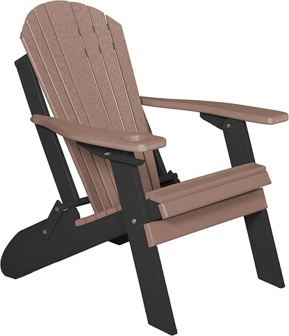 Furniture Barn USA Poly Folding Adirondack Chair with Smart Phone Holder, Weathered Wood and Black