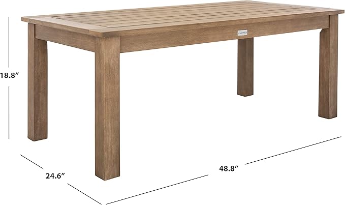 SAFAVIEH Couture Outdoor Patio Furniture Collection – Santa Cruz Coffee Table, Natural Eucalyptus Wood Slatted Top - Photo 3