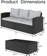 SUNVIVI OUTDOOR Outdoor Patio Couch with Coffee Table, All Weather PE Wicker Rattan Patio Sofa with Upgraded Cushions - Photo 2
