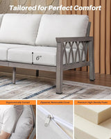 Outdoor Aluminum 3-Seat Sofa, Patio Couch with 5.9'' Thick Cushions, Weather-Resistant Outdoor Club Sofa Couch - Photo 8