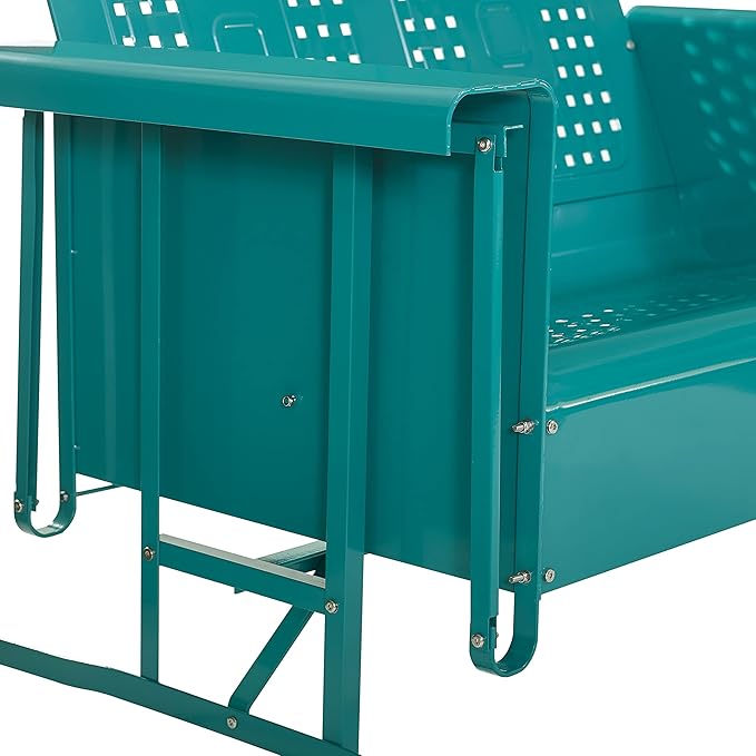 Crosley Furniture Bates Retro Metal Outdoor Loveseat Glider, 2-Person Rocking Patio Bench for Porch, Deck - Photo 10