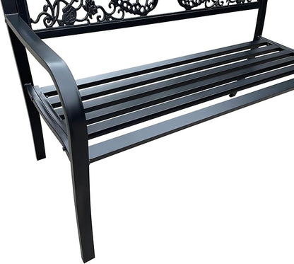 Hi-Line Gift Ltd 50" Outdoor Metal Garden Bench with Butterfly Backrest Design - Black