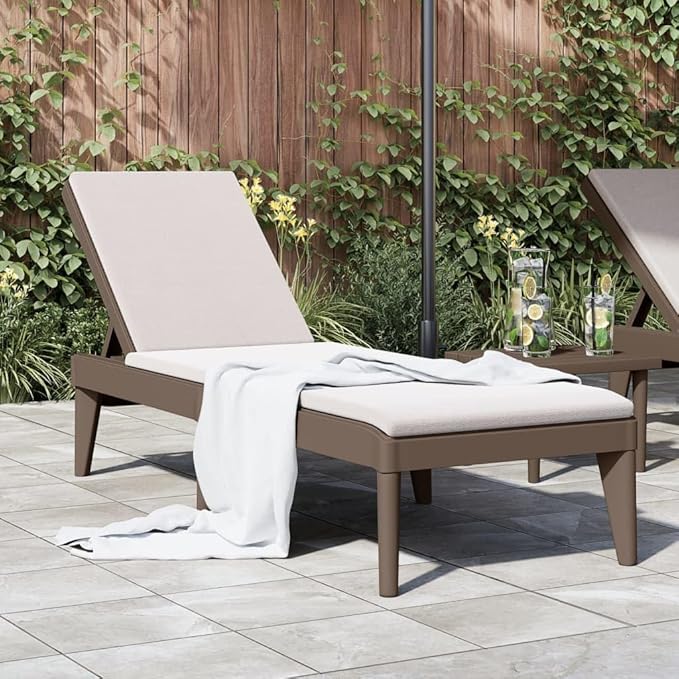 Adjustable Sun Lounger for Garden Patio, Heavy-Duty Polypropylene Pool Chaise Lounge Chair with Reclining Backrest - Photo 1